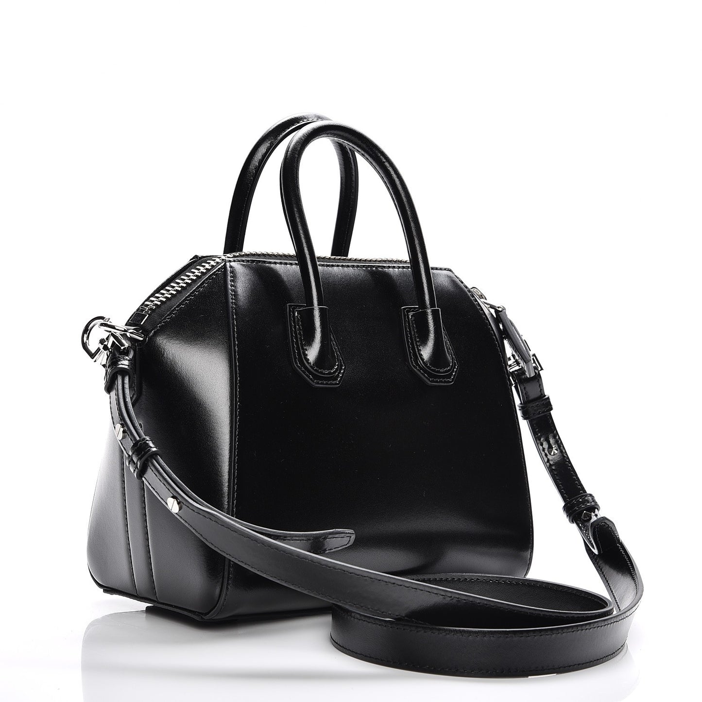 Shiny Lord Calfskin Mini Antigona Black