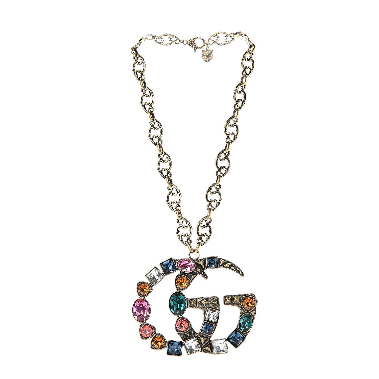 Gucci Crystal Marmont Necklace Aged Gold Multicolor 3 of 5