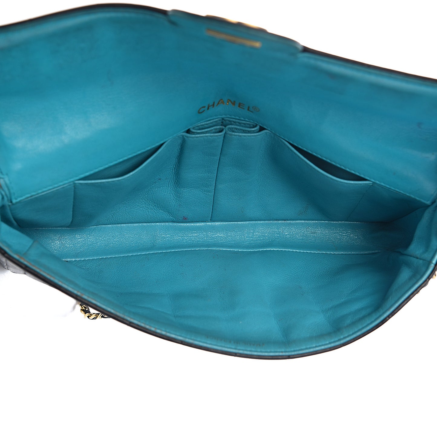 Lambskin Quilted East West Chocolate Bar Flap Navy