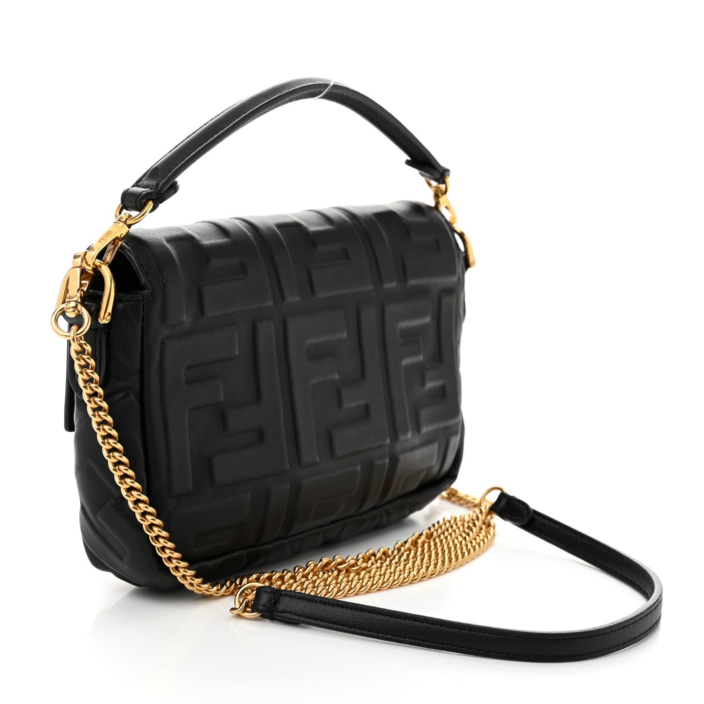 Nappa FF 1974 Embossed Mini Baguette Black