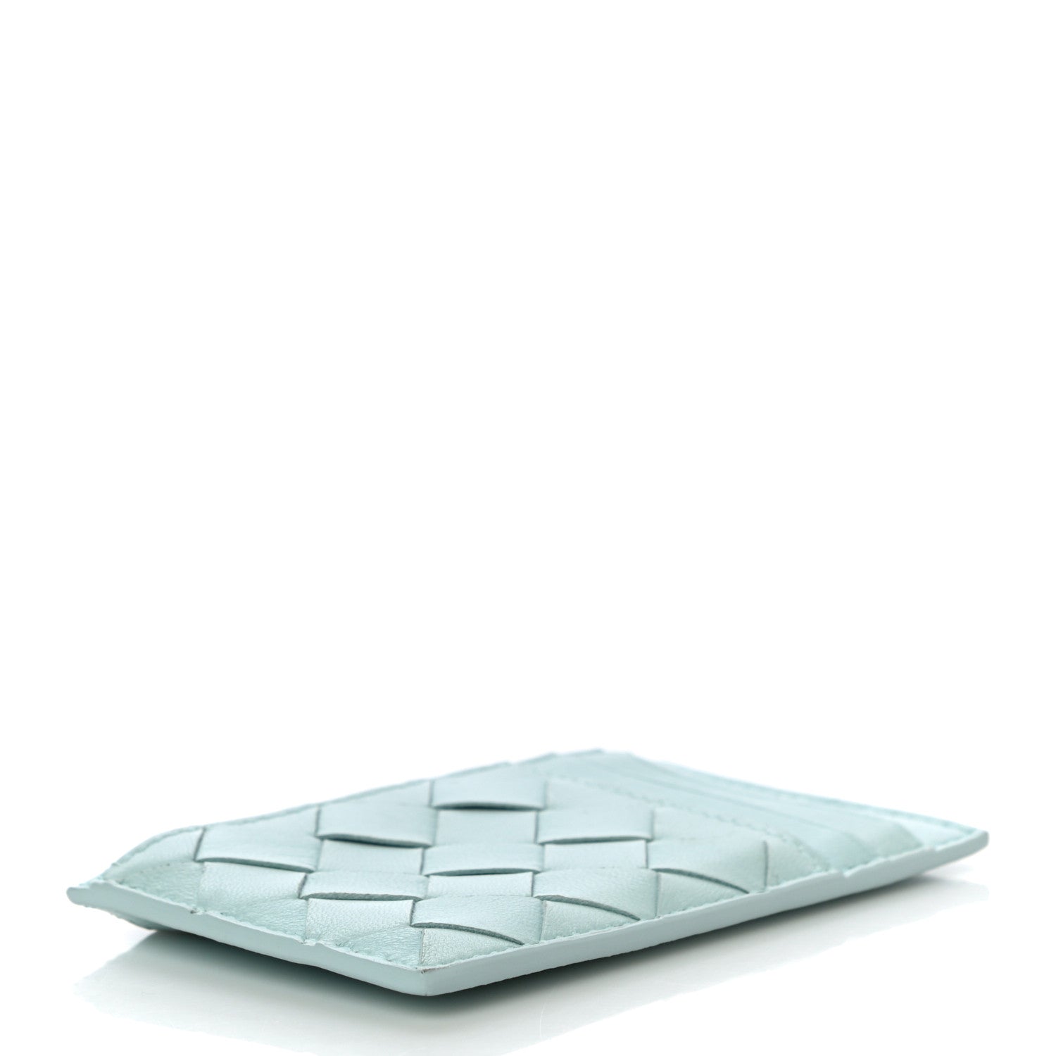 Bottega Veneta Calfskin Intrecciato Zip Card Holder Teal Washed 4 of 9