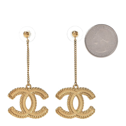 Chanel CC Drop Earrings Matte Gold 2 of 6