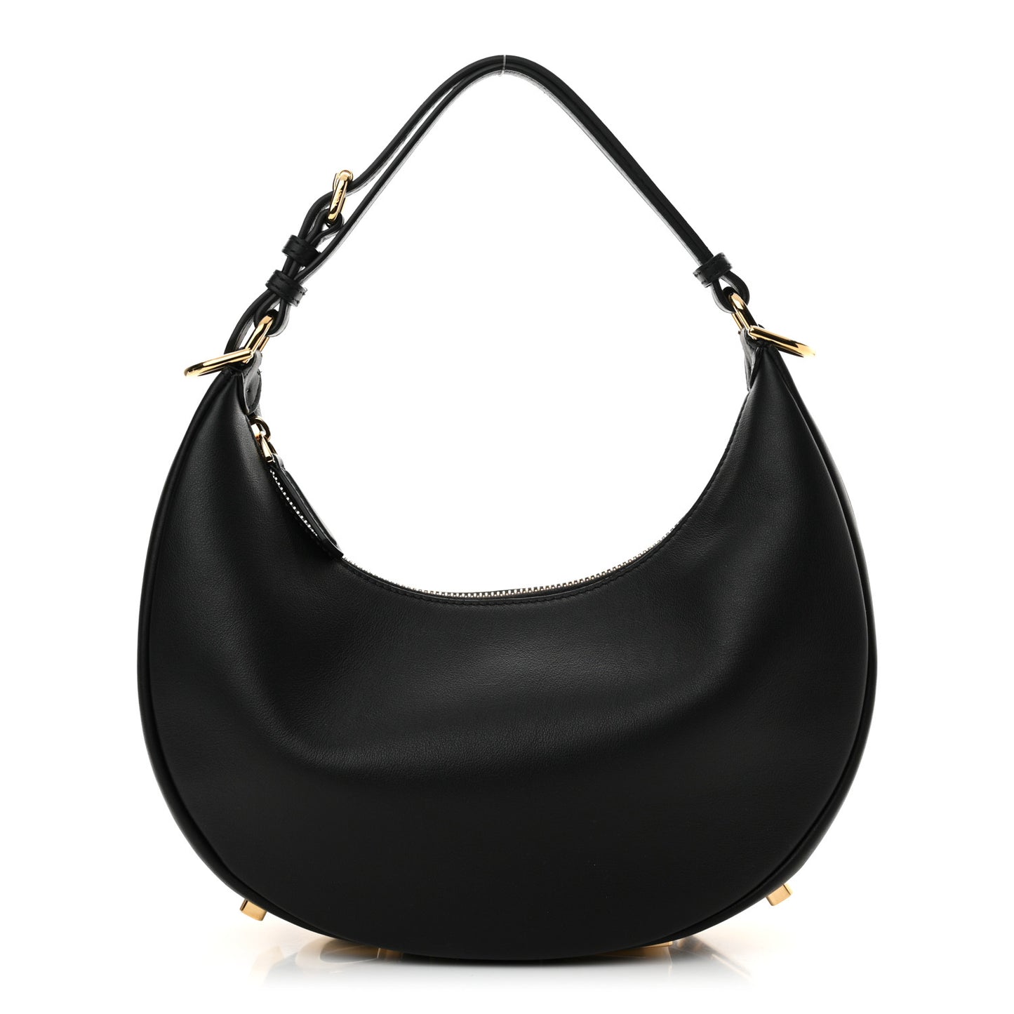Vitello Grace Matte Small Fendigraphy Hobo Bag Black