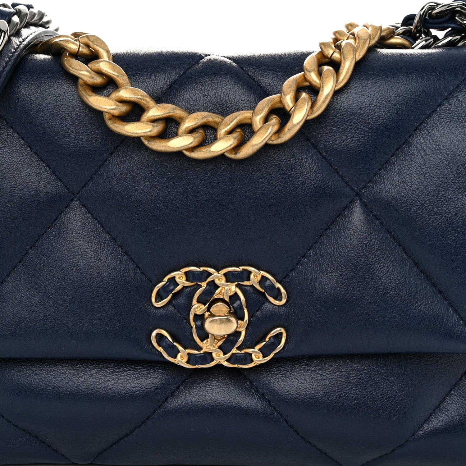 Chanel Lambskin Quilted Medium Chanel 19 Flap Navy Blue 8 of 11