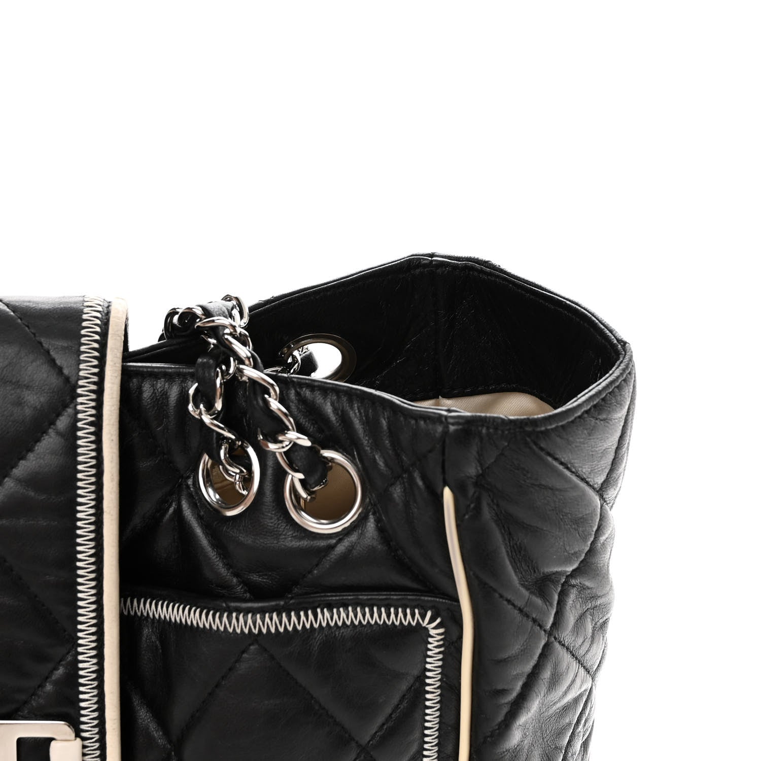 Chanel Glazed Lambskin Quilted Large North South Tote Black 15 of 15