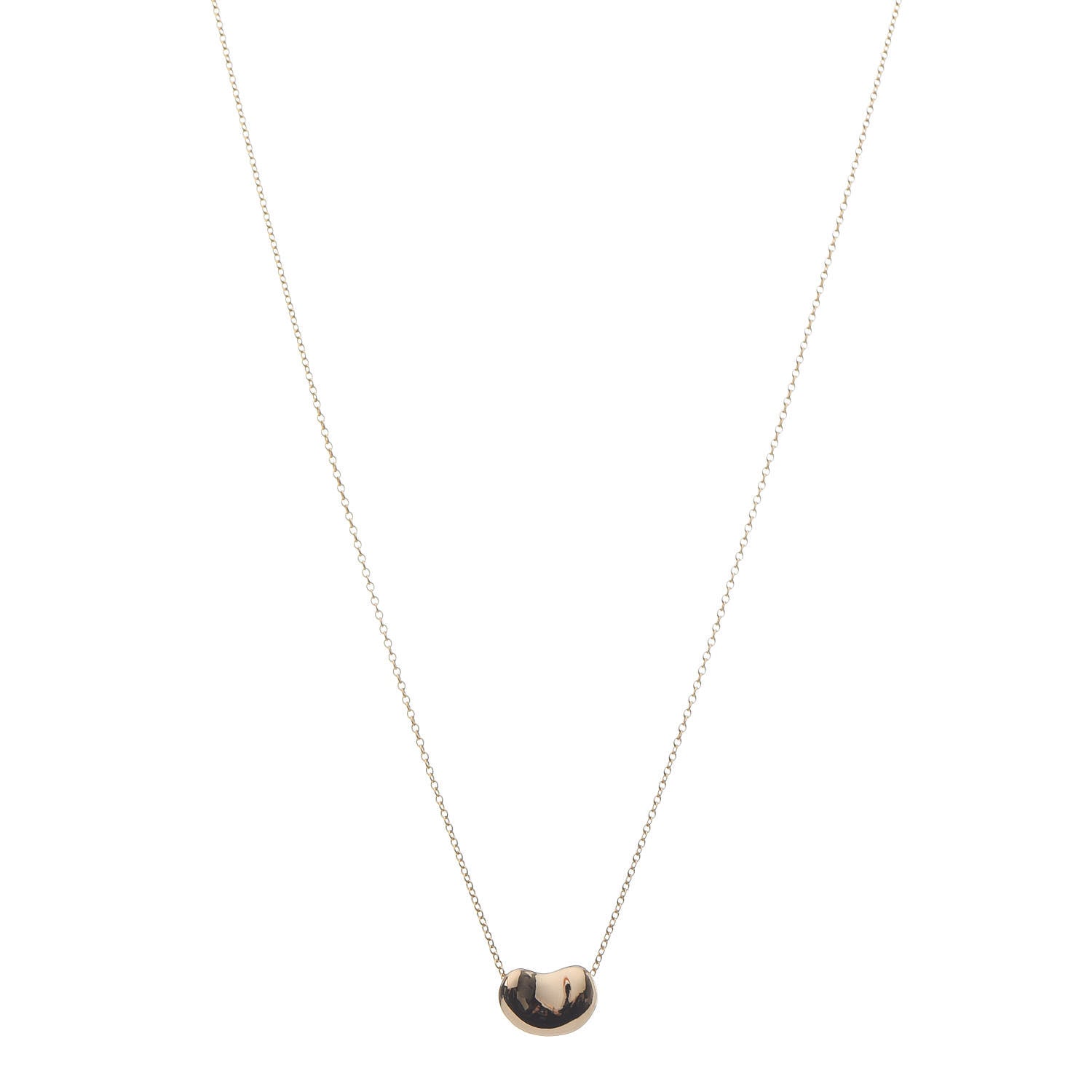 Tiffany 18K Yellow Gold 11mm Elsa Peretti Bean Pendant Necklace 1 of 7