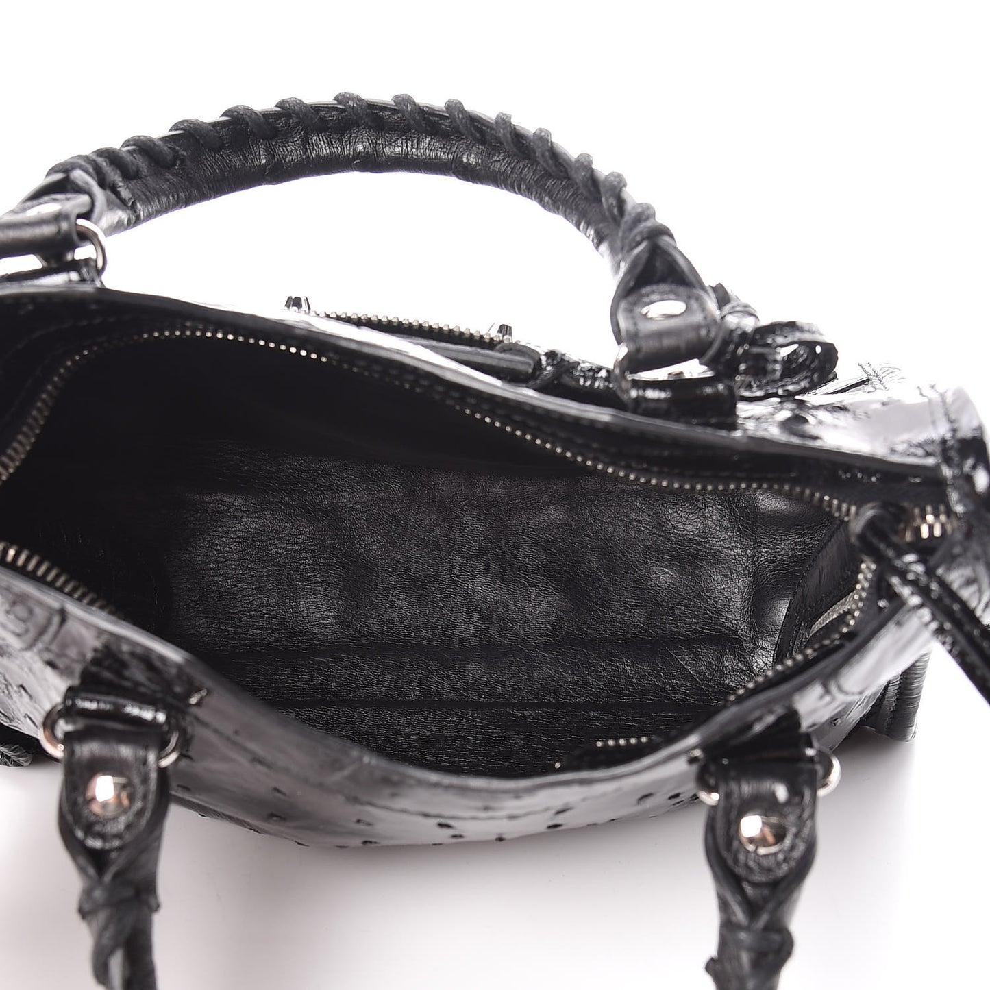 Patent Ostrich Classic Silver Hardware Mini City Black