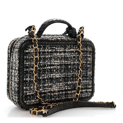 Chanel Tweed Snakeskin Quilted Medium CC Filigree Vanity Case Dark Navy 3 of 14