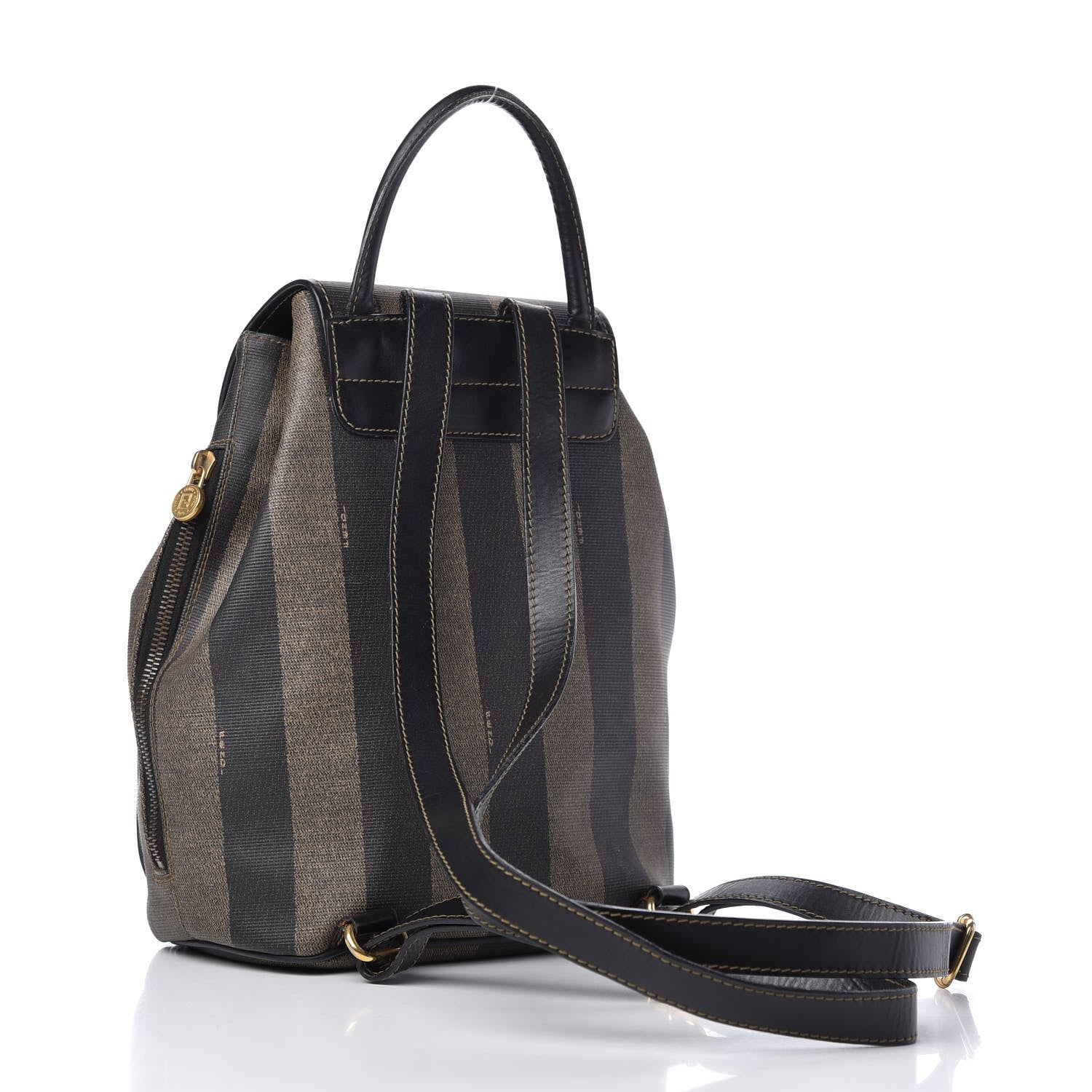 Fendi Coated Canvas Pequin Drawstring Backpack Tobacco 3 of 9