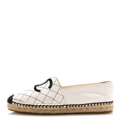 Chanel Lambskin Stitched CC Espadrilles 39 White Black 1 of 14