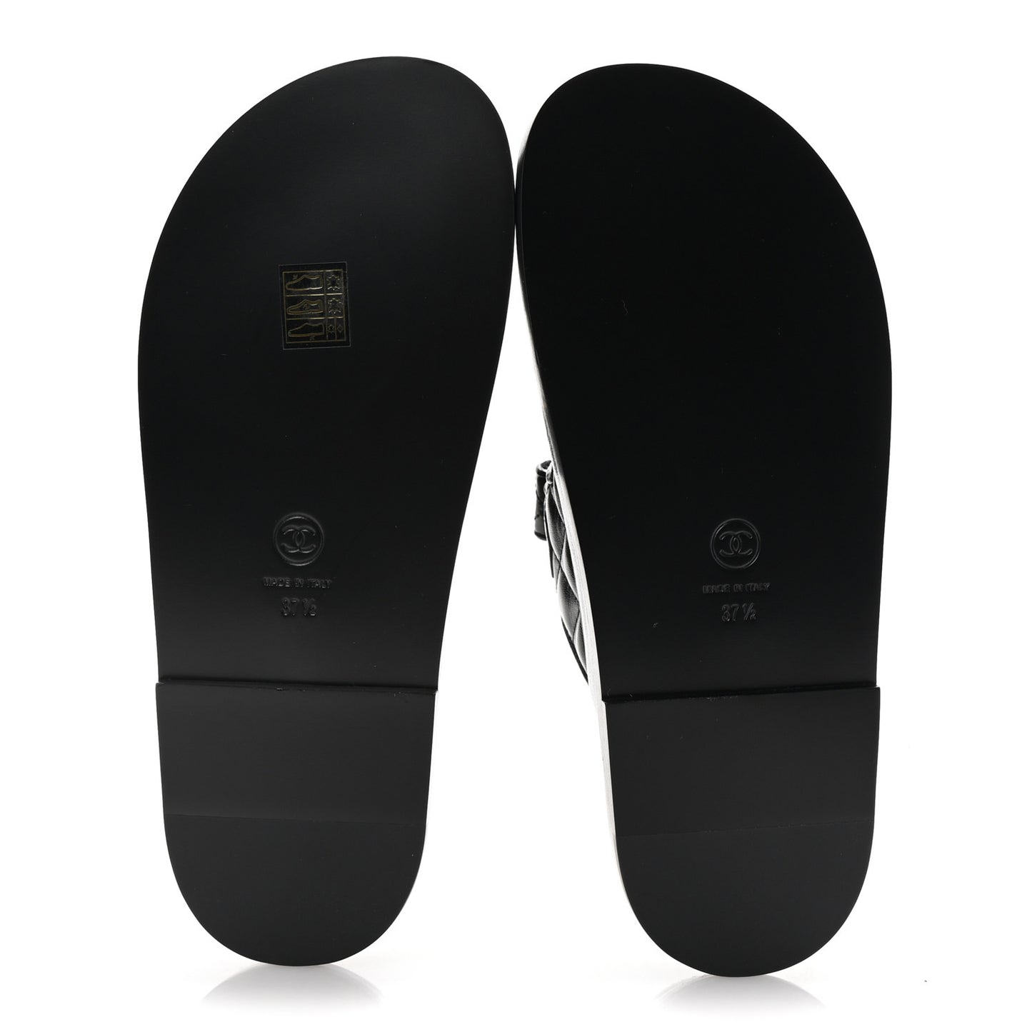 Lambskin Quilted Velcro Dad Chain CC Slide Sandals 37.5 Black
