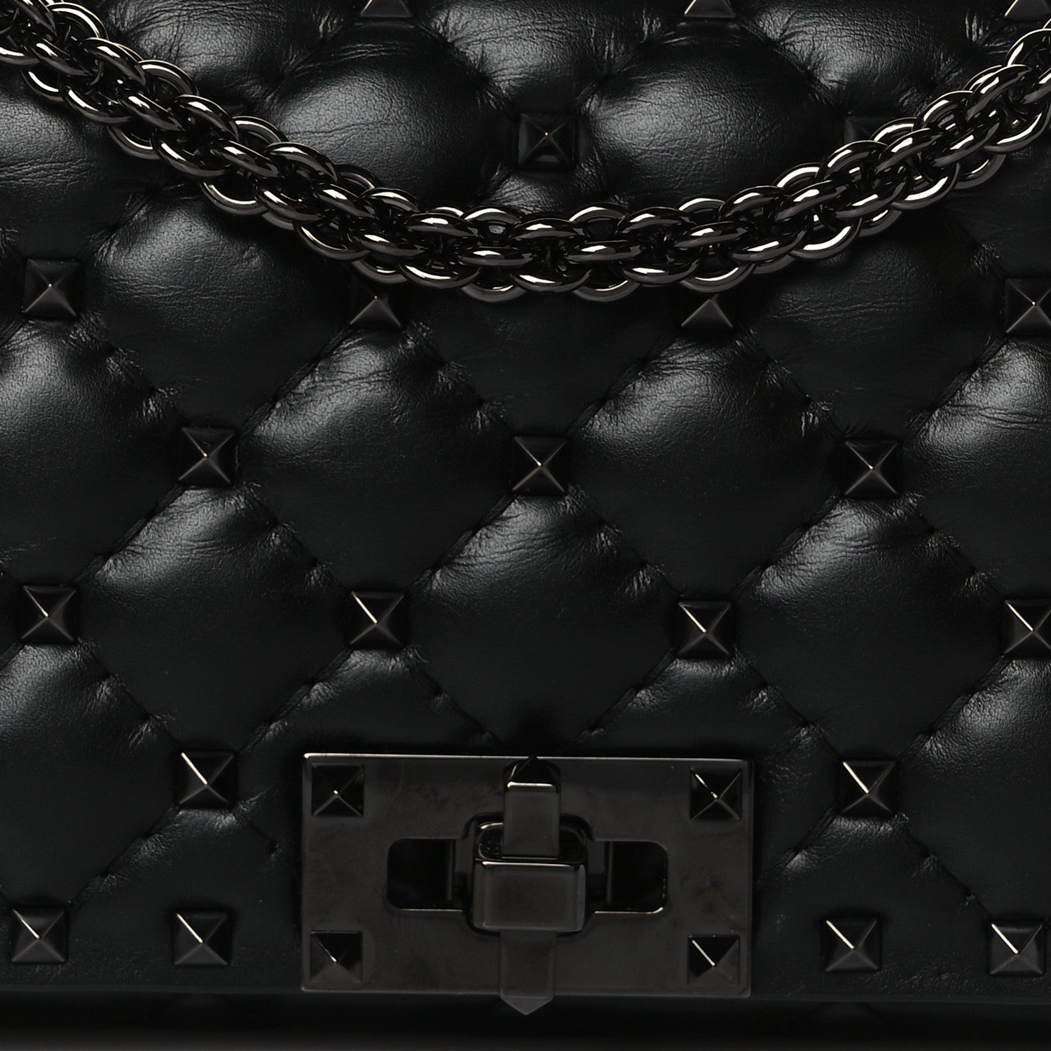 Valentino Garavani Calfskin Tonal Rockstud Spike Convertible Shoulder Bag Black 7 of 9