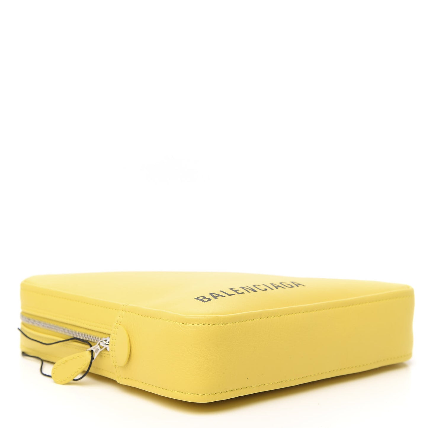 Shiny Day Calfskin Logo M Triangle Pouch Jaune Black