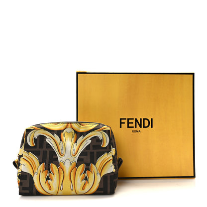 Fendi X VERSACE Nylon Fendace FF Baroque Print Small Trapezoid Beauty Pouch Gold 7 of 7