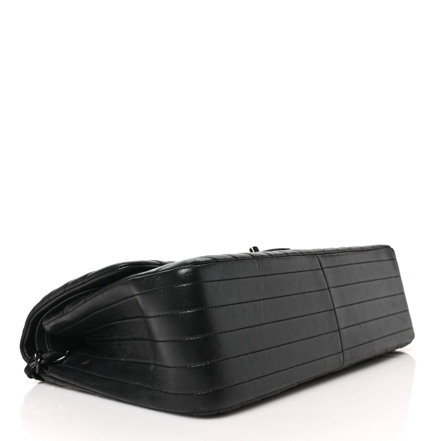 Lambskin Chevron Quilted Jumbo Double Flap So Black