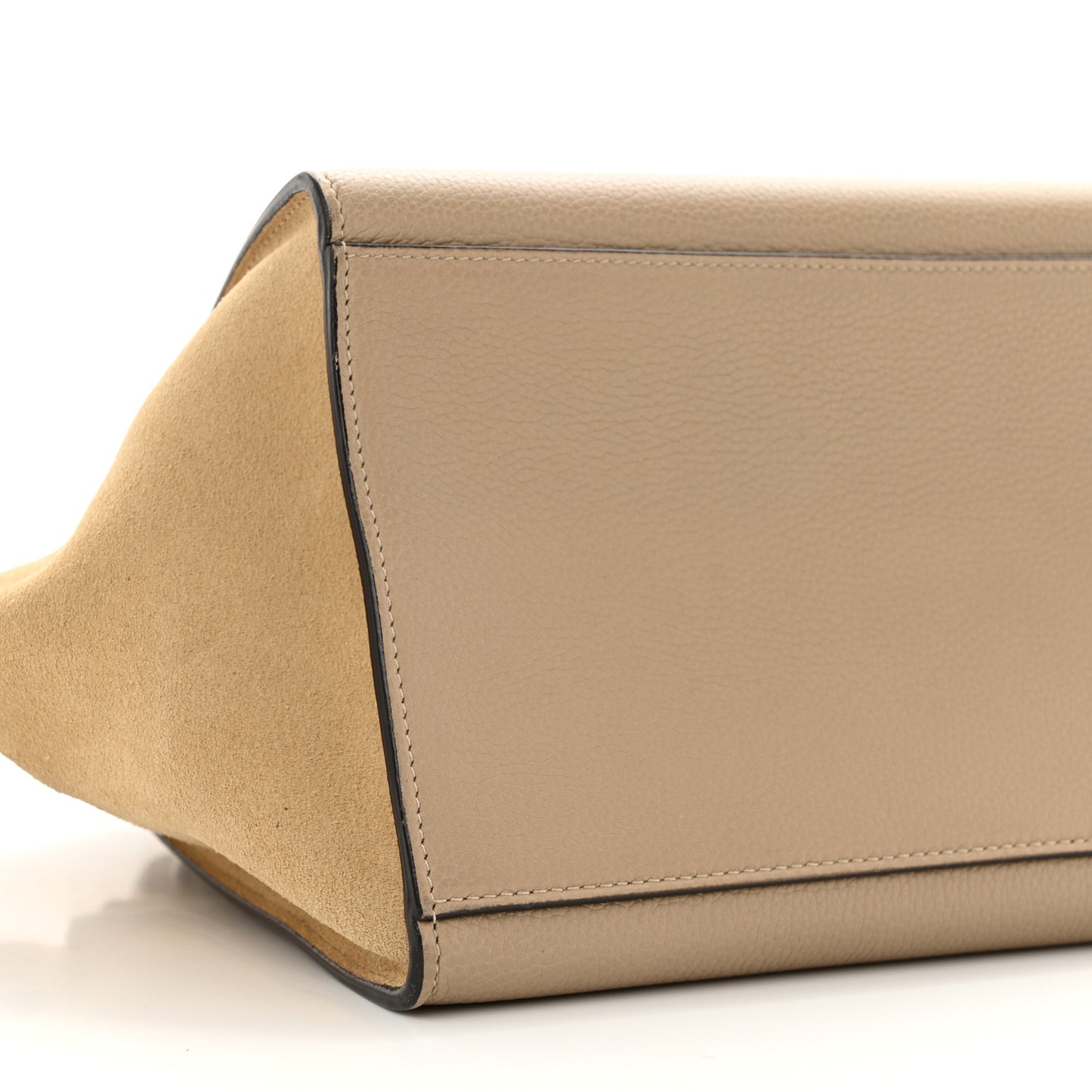Drummed Calfskin Suede Small Trapeze Dune