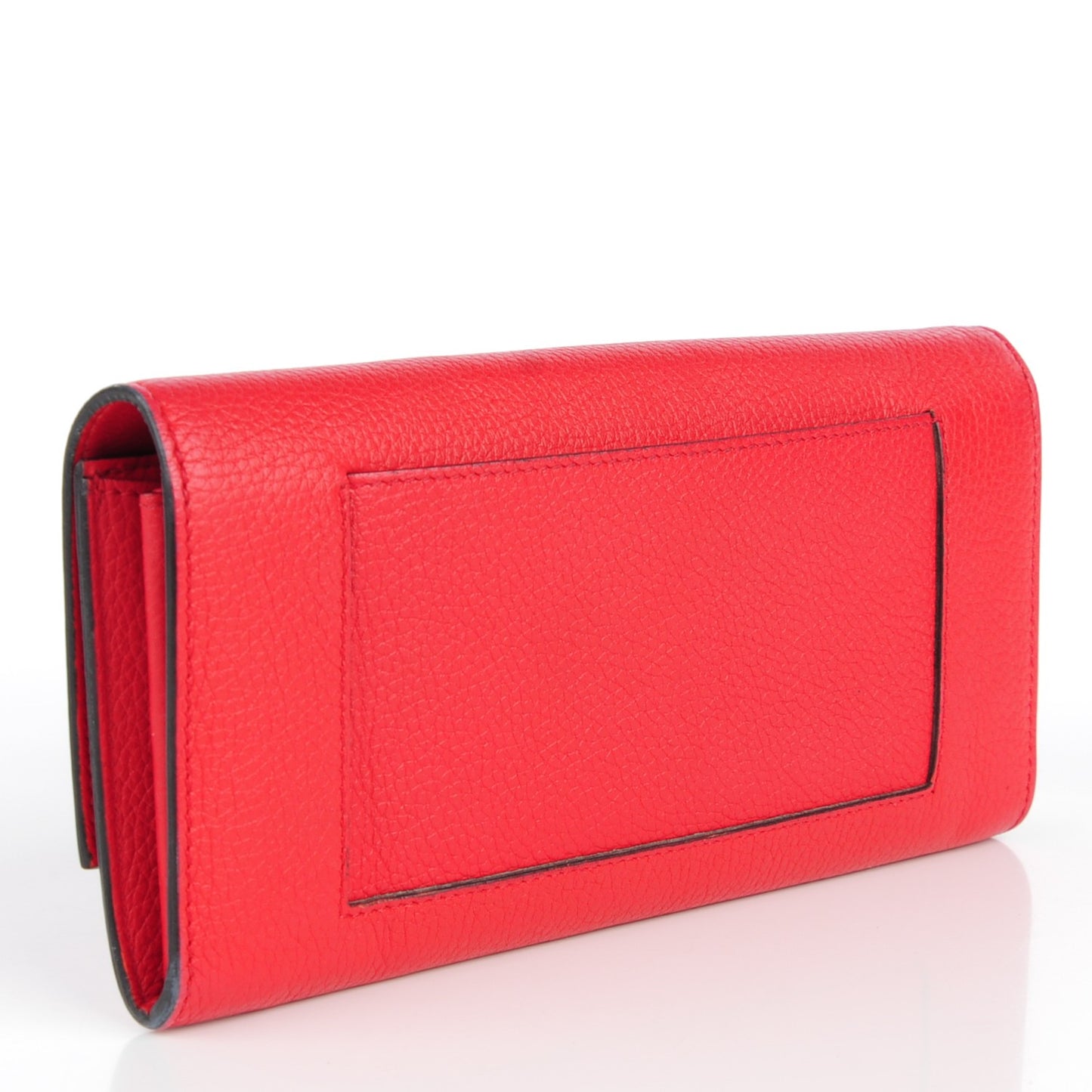 Drummed Calfskin Large Flap Multifunction Wallet Vermillion