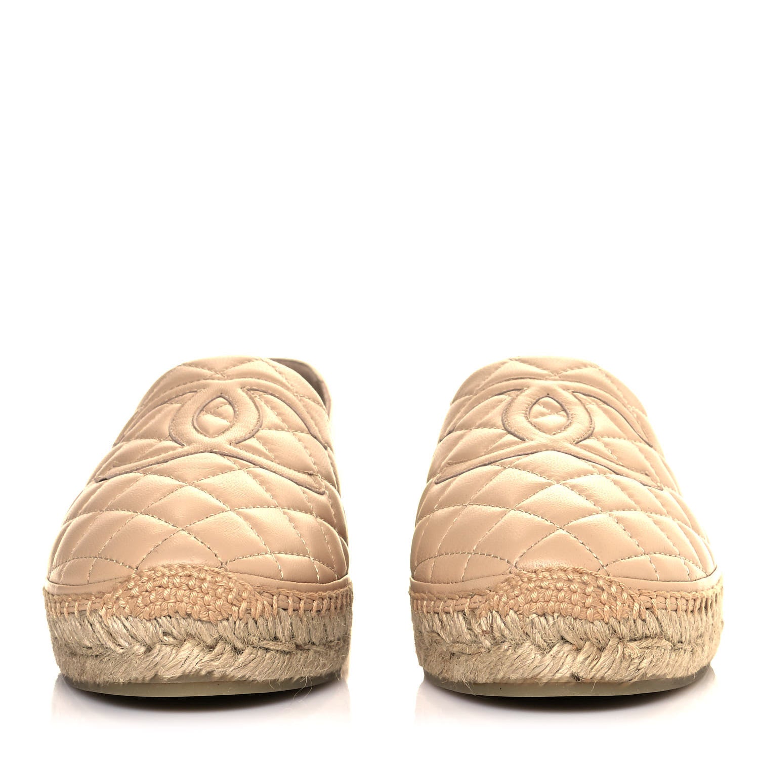 Chanel Lambskin Quilted CC Espadrilles 41 Beige 2 of 9