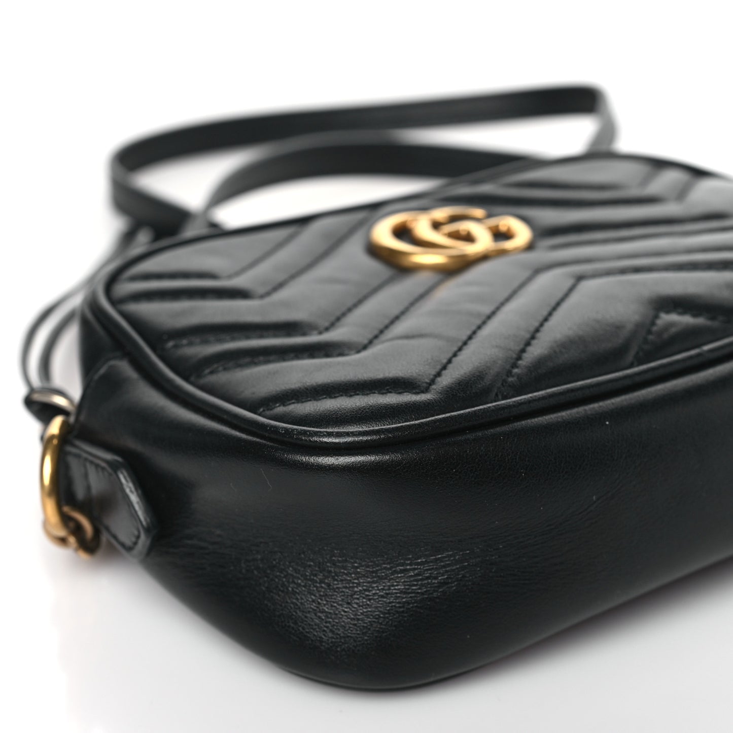 Calfskin Matelasse Mini GG Marmont Chain Shoulder Bag Black