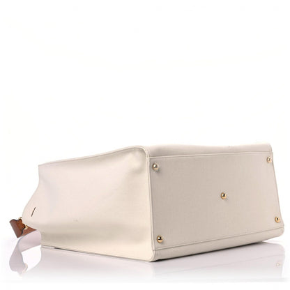 Fendi Cotton Canvas Calfskin Large Fendi Sunshine Shopper Tote White 4 of 11