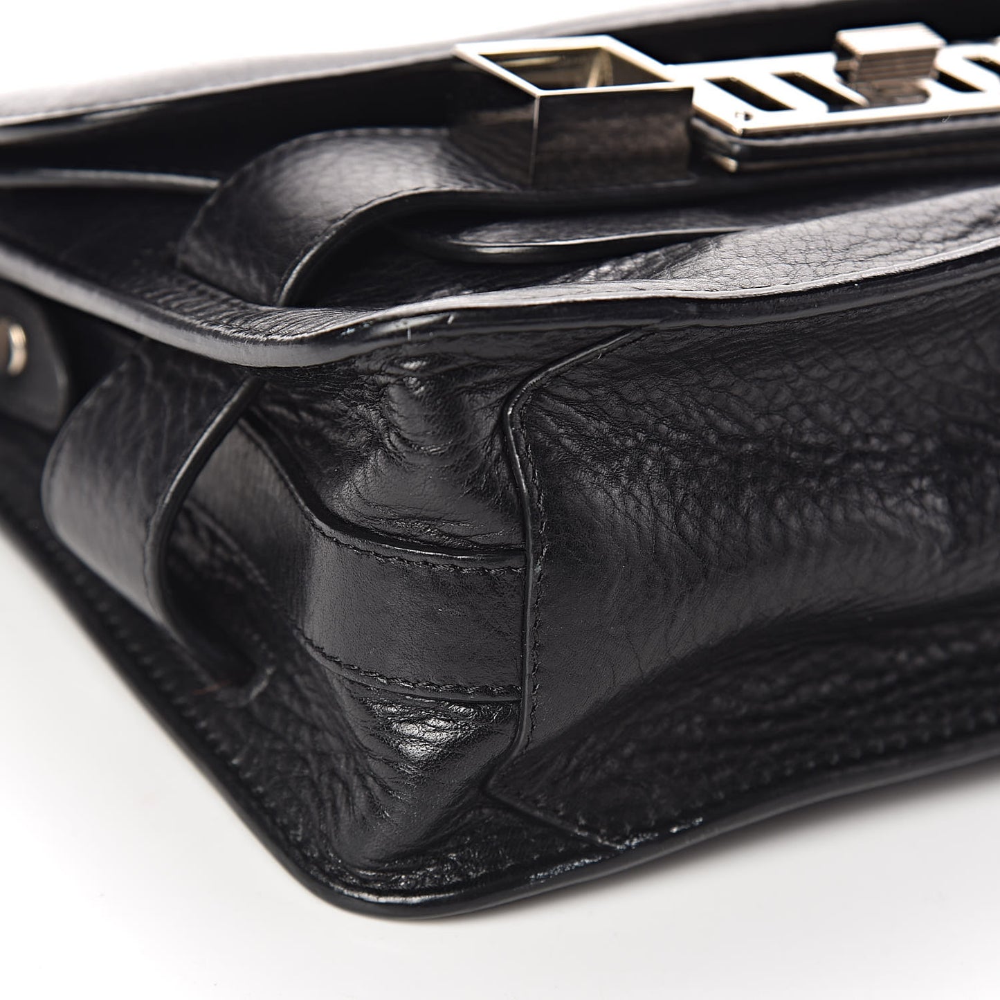 Pebbled Calfskin Mini PS11 Classic Shoulder Bag Black