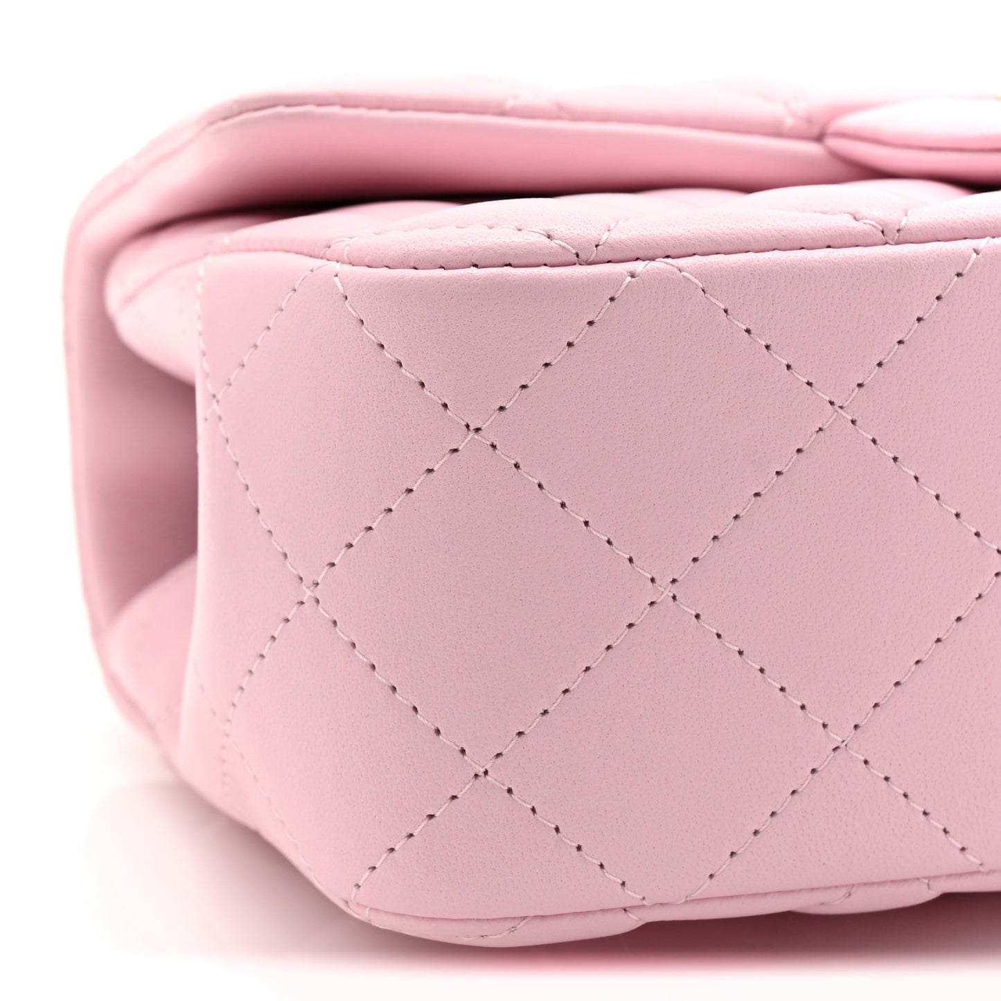 Lambskin Quilted Mini Top Handle Rectangular Flap Light Pink