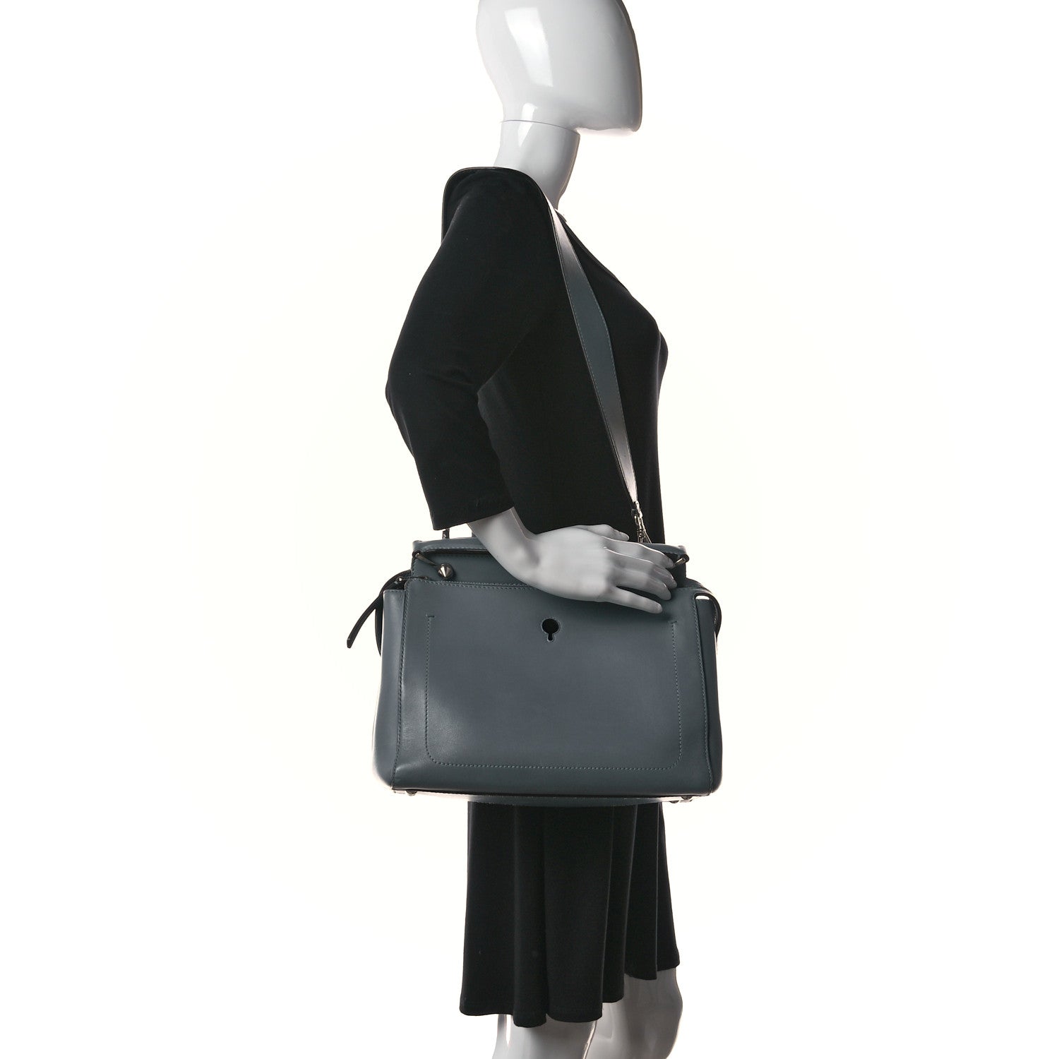Fendi Vitello Baltico Dolce DotCom Satchel Riviera Blue Notte 2 of 12