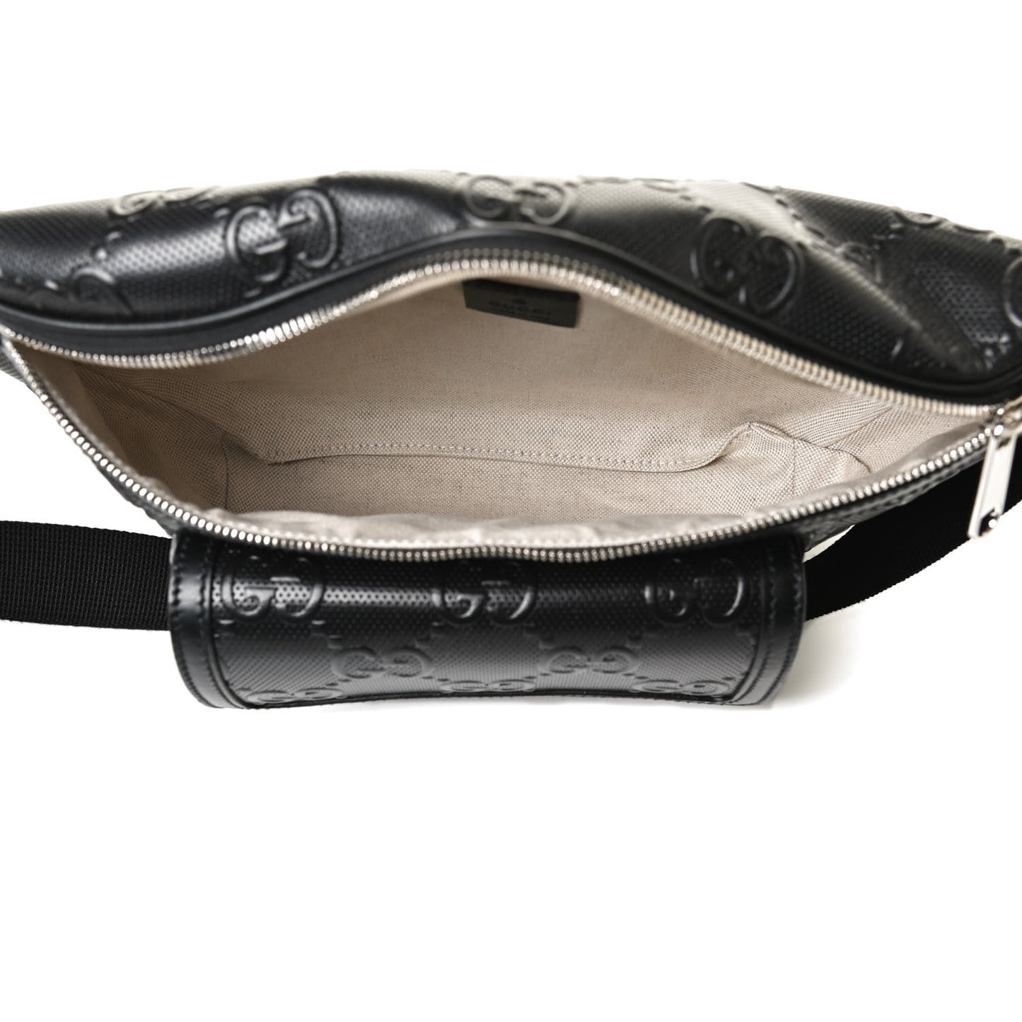 Calfskin GG Tennis Embossed Pocket Belt Bag Black
