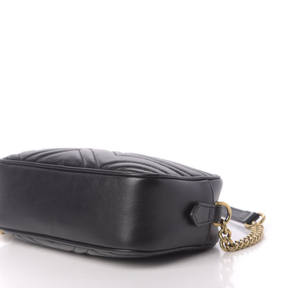 Gucci Calfskin Matelasse Small GG Marmont Chain Shoulder Bag Black 7 of 11