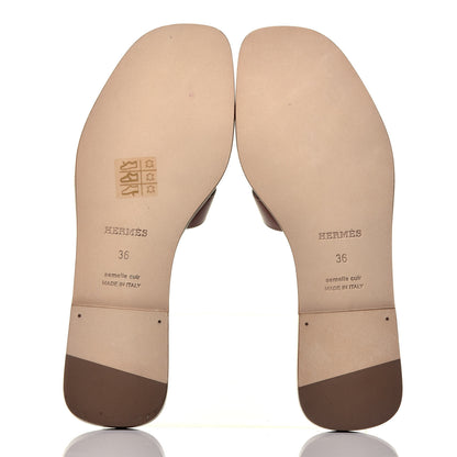 Hermes Box Calfskin Oran Sandals 36 Gold 6 of 8