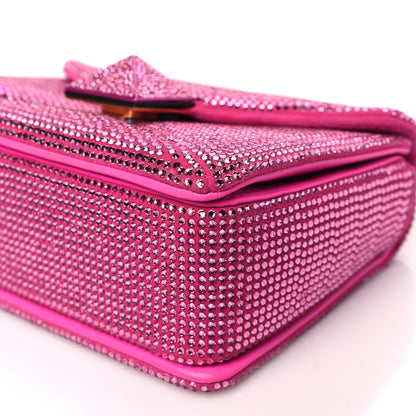 Valentino Garavani Crystal Suede Embellished Small One Stud Clutch With Chain Pink 9 of 9