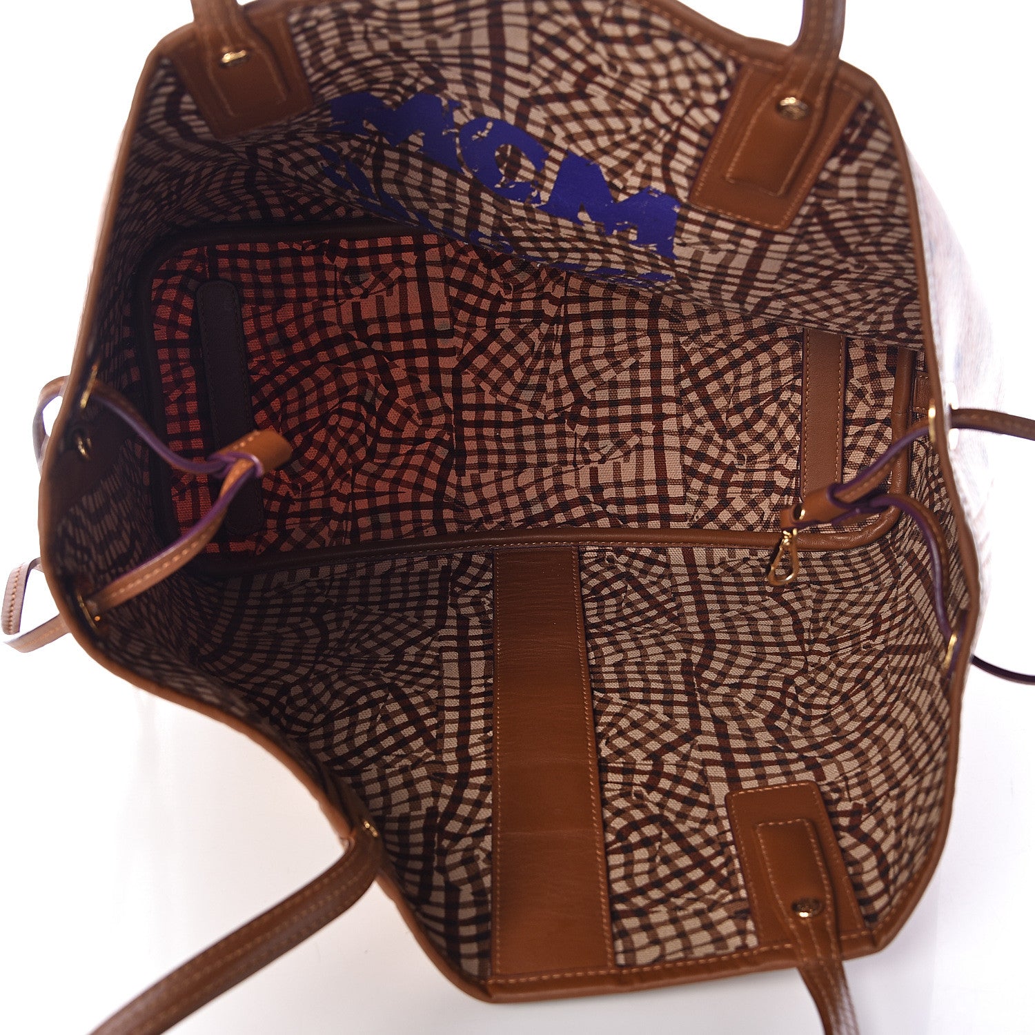 MCM Visetos Medium Liz Reversible Shopper Tote Cognac 9 of 22