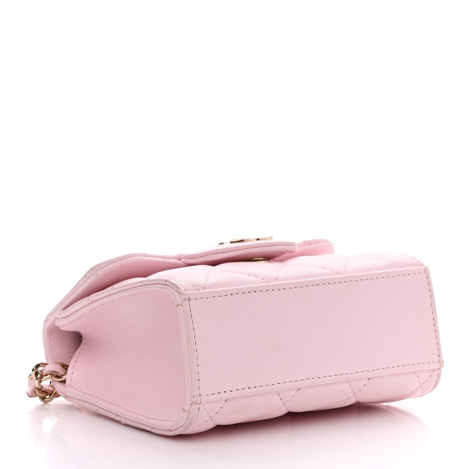 Chanel Lambskin Quilted Top Handle Clutch With Chain Light Pink 4 of 11