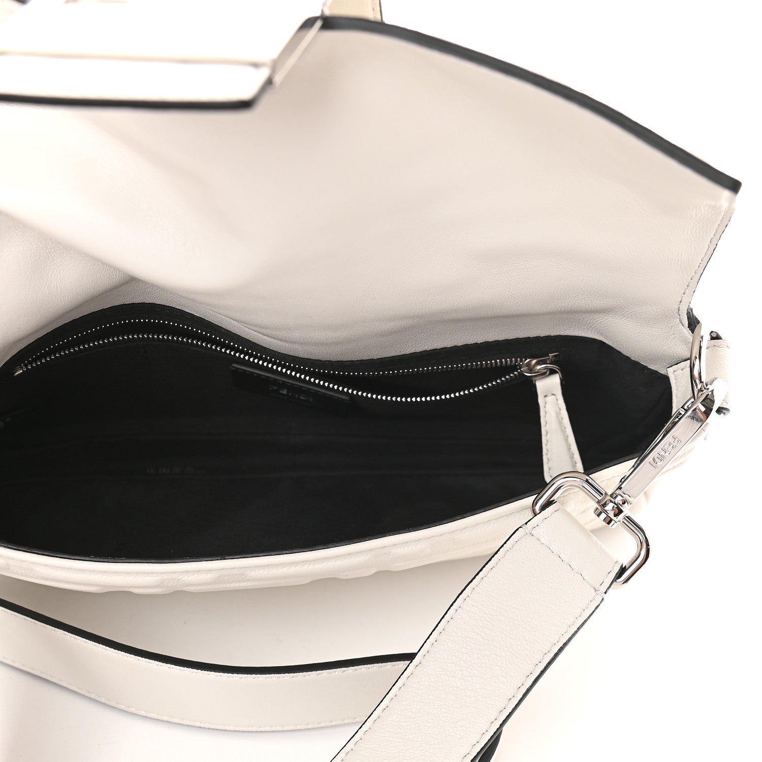 Fendi Nappa FF 1974 Embossed Belt Baguette Bag White 5 of 9