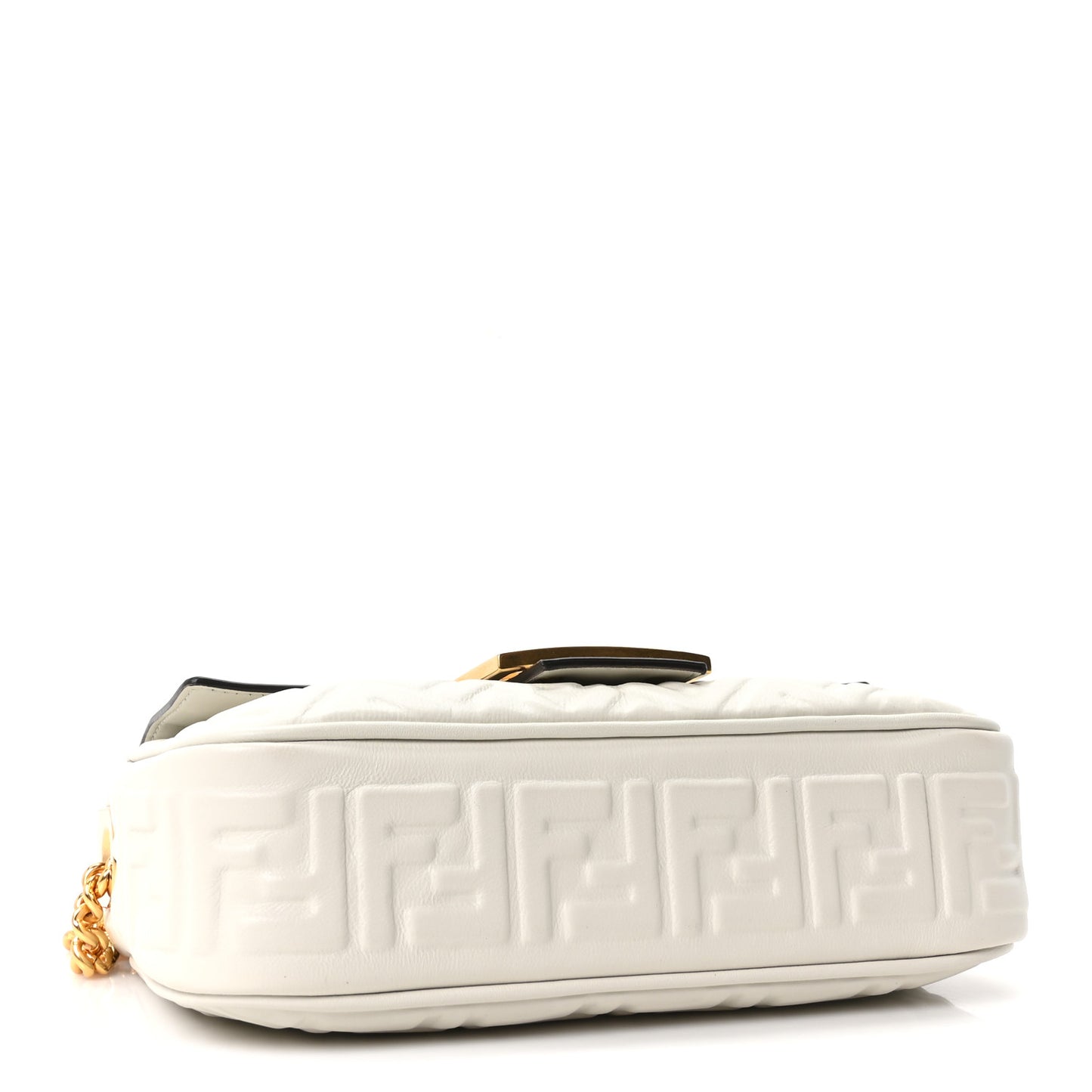 Nappa Small FF Embossed Midi Chain Baguette White