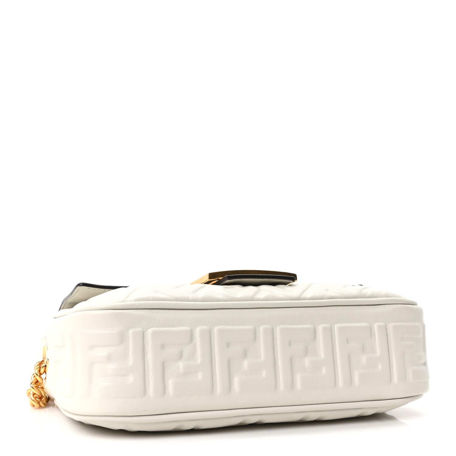 Fendi Nappa Small FF Embossed Midi Chain Baguette White 4 of 10