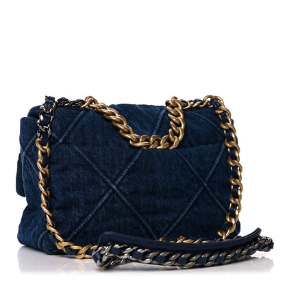 Chanel Denim Quilted Medium Chanel 19 Flap Blue 3 of 10