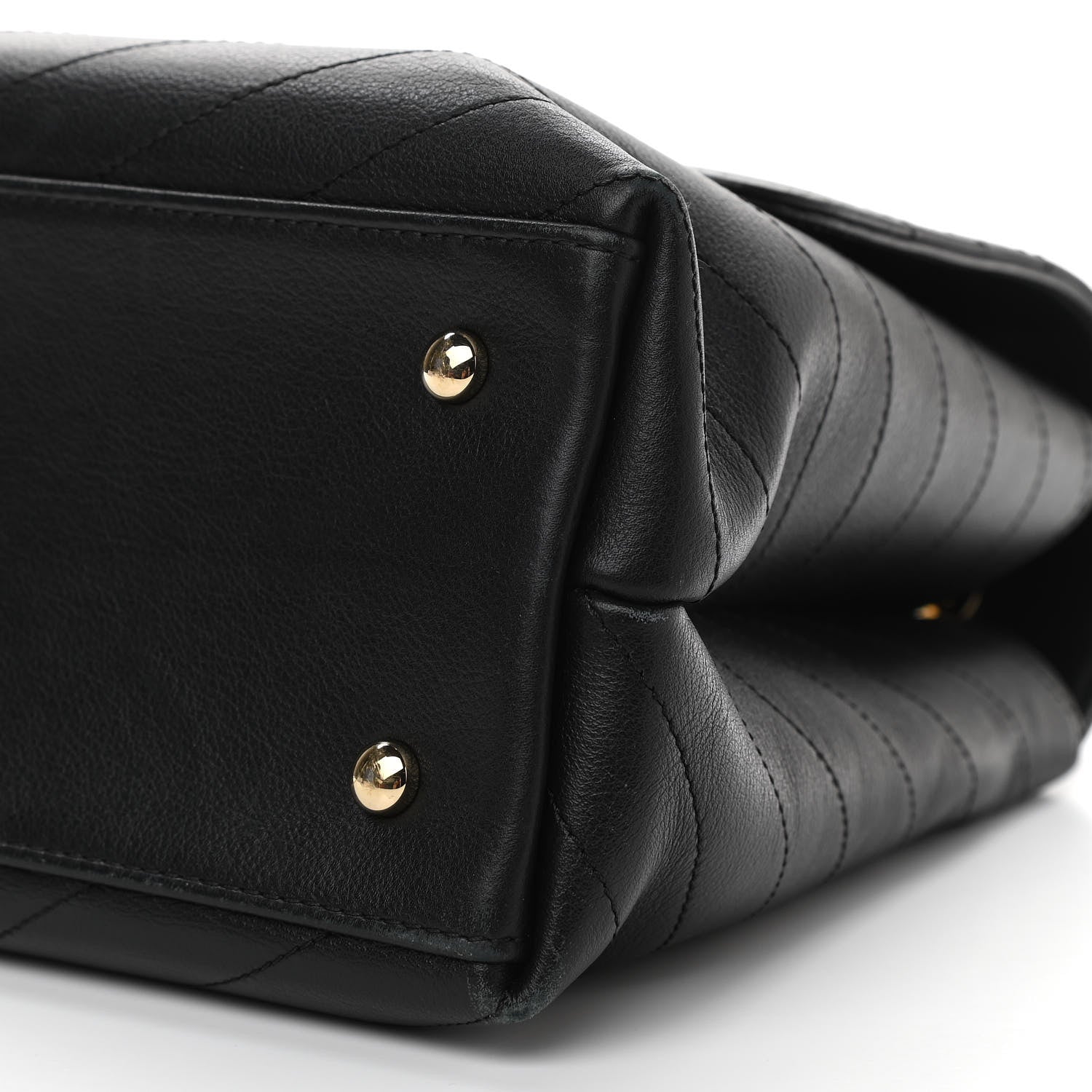 Chanel Grained Calfskin Chevron Stitched Medium Chic Top Handle Flap Black 10 of 10