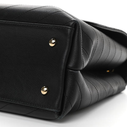 Chanel Grained Calfskin Chevron Stitched Medium Chic Top Handle Flap Black 10 of 10