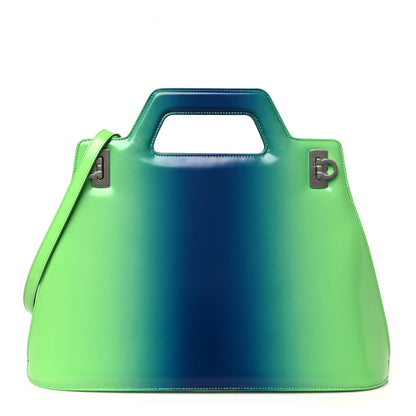Salvatore Ferragamo Smooth Airbrushed Calfskin Medium Wanda Top Handle Green Blue 1 of 9
