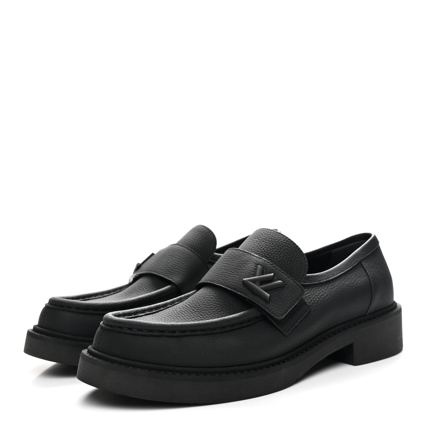 Calfskin Womens Twist Loafers 38 Black