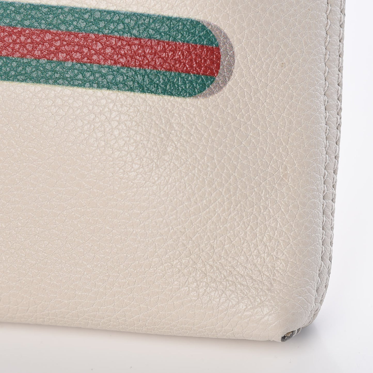 Pebbled Calfskin Medium Logo Portfolio Clutch White