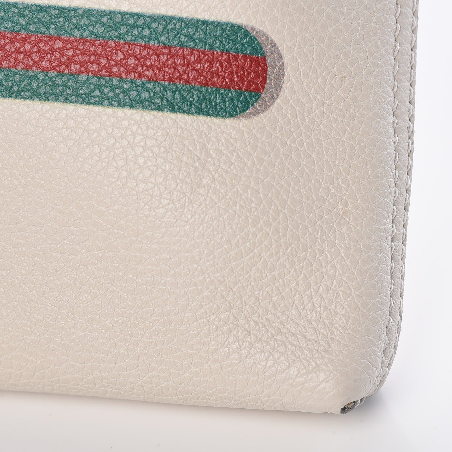 Gucci Pebbled Calfskin Medium Logo Portfolio Clutch White 10 of 11