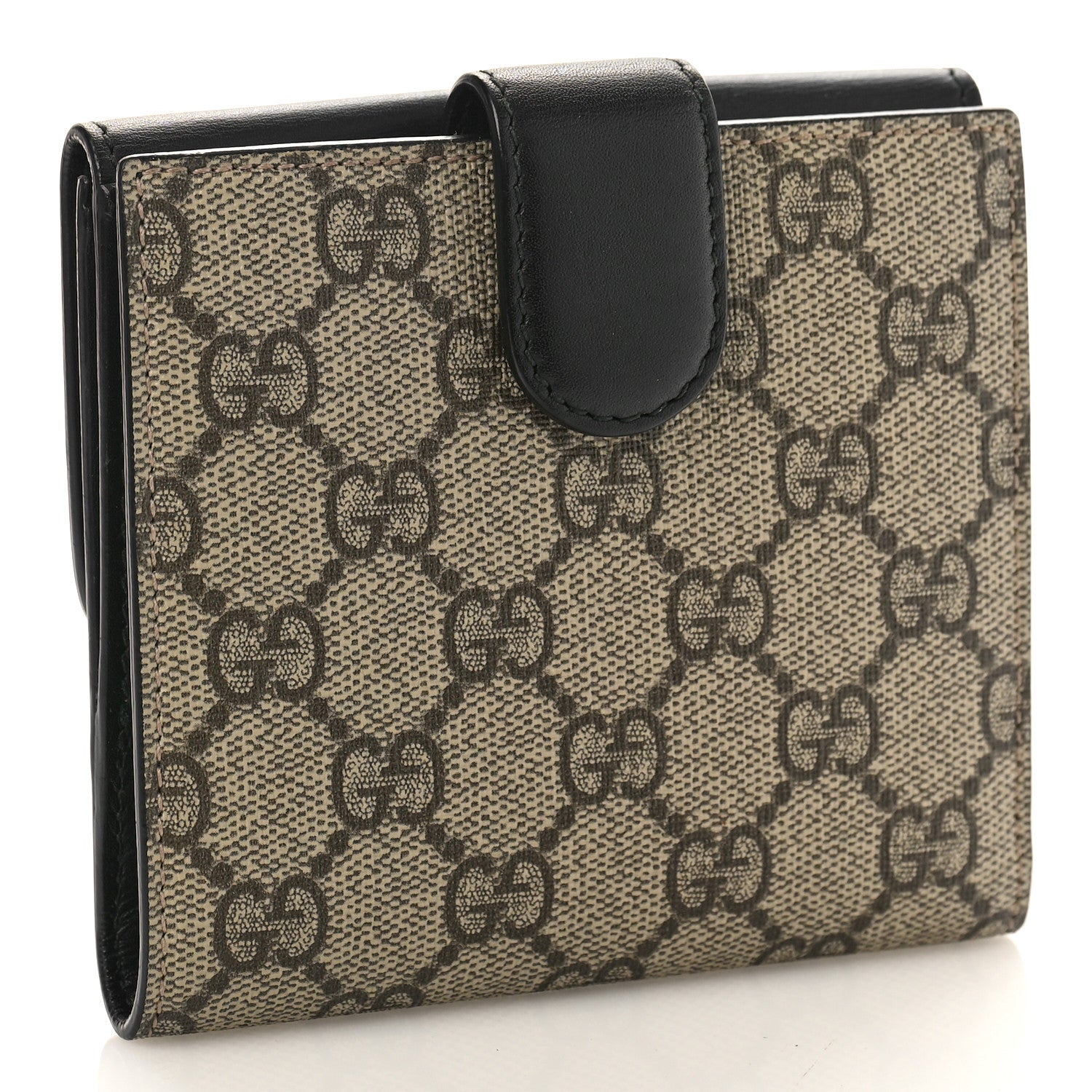 Gucci GG Supreme Monogram Pearl Studded French Wallet Black 3 of 9