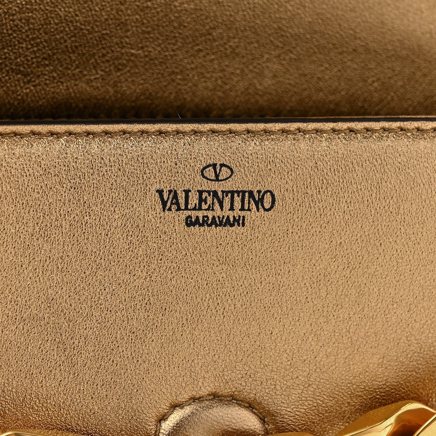 Valentino Garavani Laminated Nappa Small Vlogo Chain Shoulder Bag Antique Brass 6 of 12
