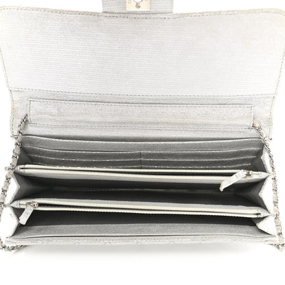 Chanel Metallic Suede Quilted East West Flap Clutch Silver 5 of 12