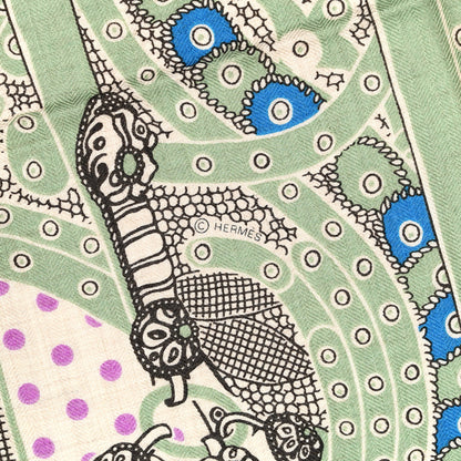 Hermes Cashmere Selle De Dignitaire Bandana Shawl 140 Vieux Rose Naturel 2 of 3