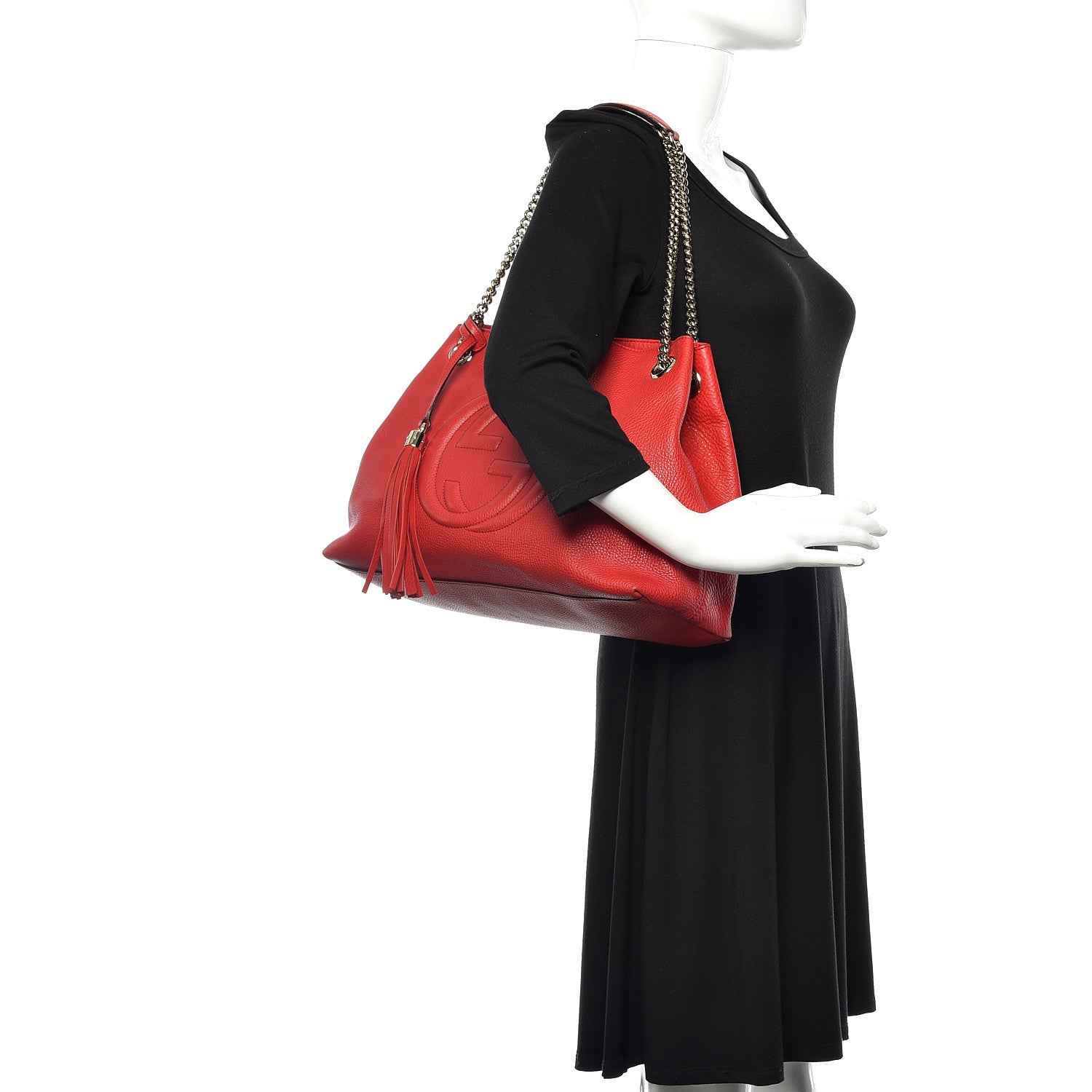 Gucci Pebbled Calfskin Medium Soho Chain Shoulder Bag Tabasco Red 2 of 11
