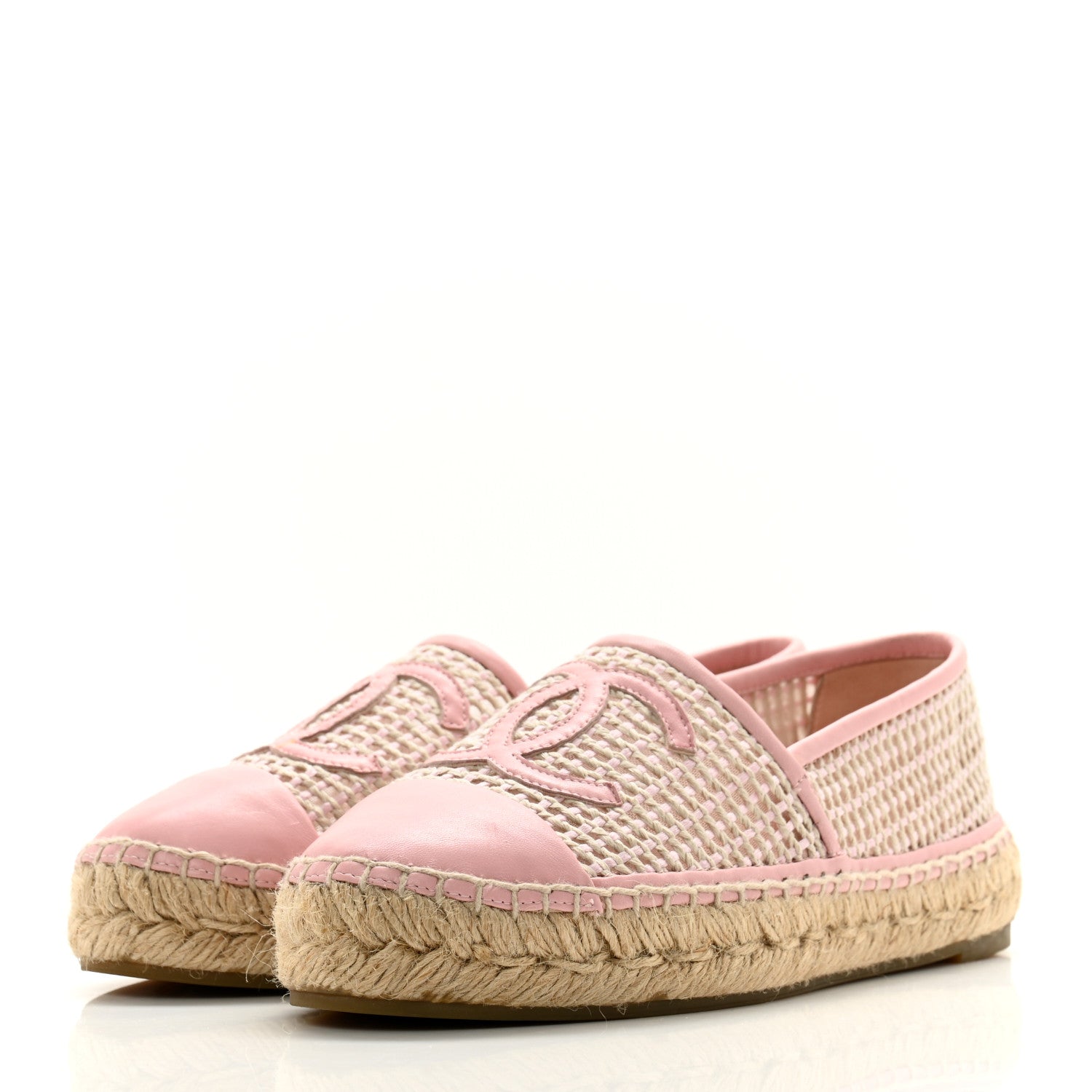 Chanel Mesh Lambskin CC Espadrilles 36 Light Pink Beige 3 of 9
