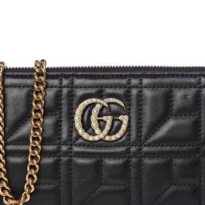 Gucci Calfskin Matelasse Mini Pearly GG Marmont Chain Bag Black 13 of 14